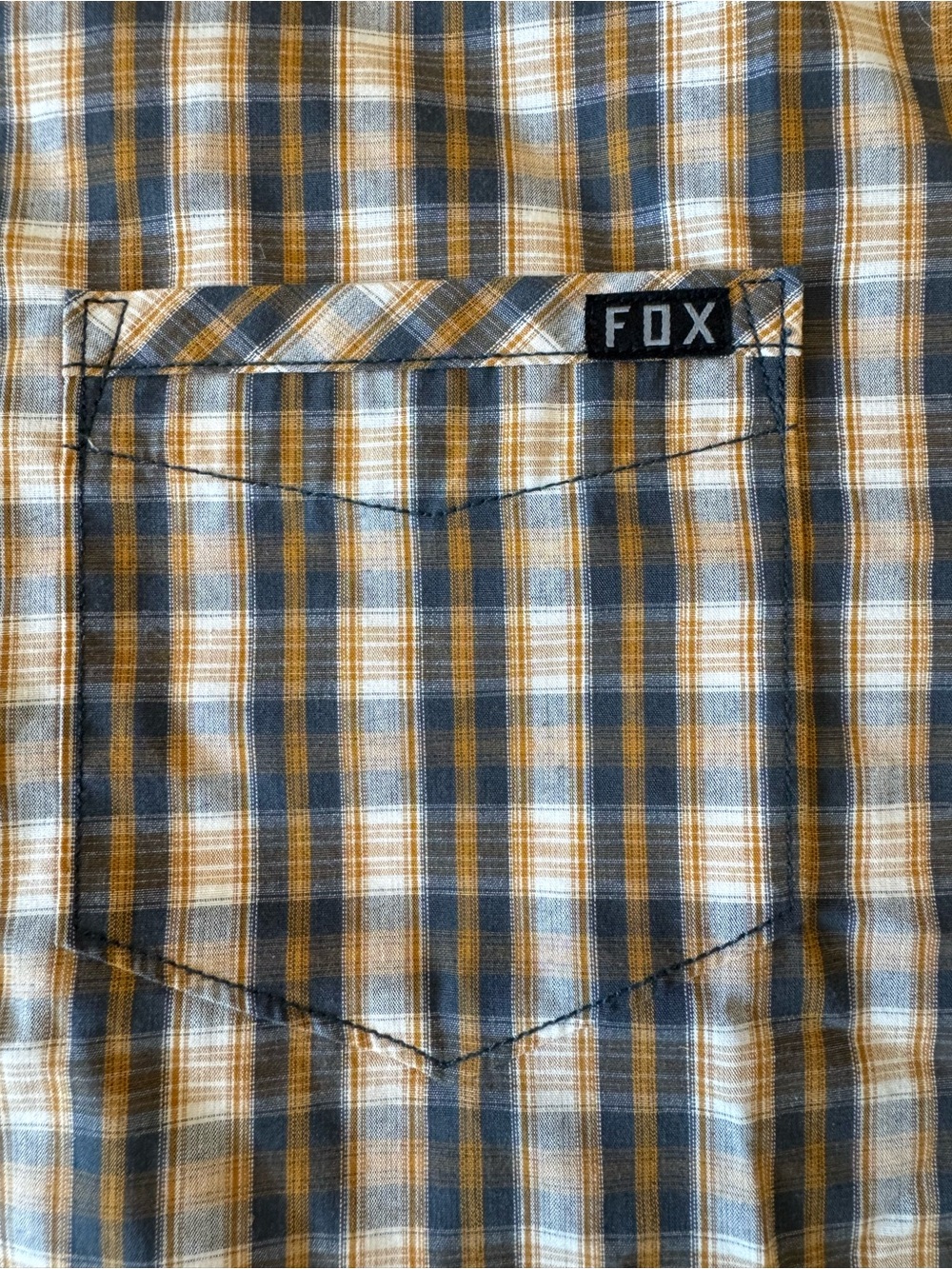 FOX Racing Men’s Plaid Short Sleeve Button-Down Shirt Large Mustard Yellow Grey - Picture 4 of 9